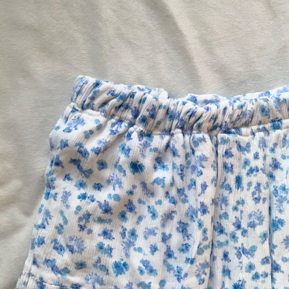 white and blue gauze floral daisy long skirt - Picture 2 of 5